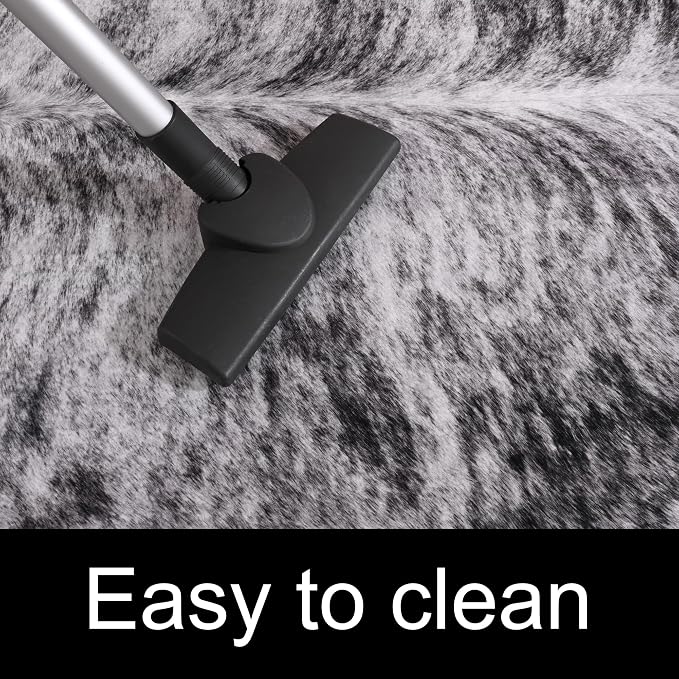 Amearea Premium Faux Cow Hide Rug, Large, Grey, 5.2x4.6 Feet, Animal Print, Rustic, Suede Backing, Non-Slip, Machine Made, Indoor, Adult, Unisex, Stain Resistant, Hand Wash Only, Bedroom, Area Rug - Image 5