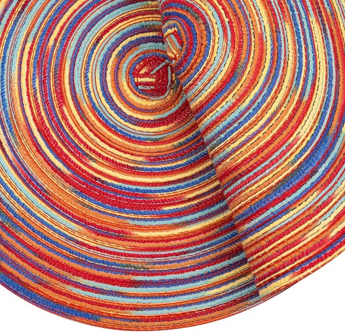 SHACOS Round Braided Placemats Set of 8 Washable 15 inch Round Table Mats Colorful Variegated Woven Place Mats for Dining Table (Rainbow Red, 8) - Image 4