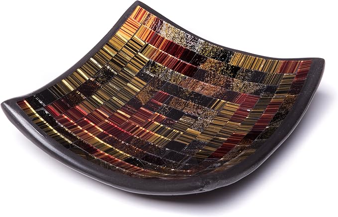 Red Co. Glass Mosaic Ceramic Catch-All Tray, Decorative Accent and Centerpiece Plate - Squared 6 inches - Image 3