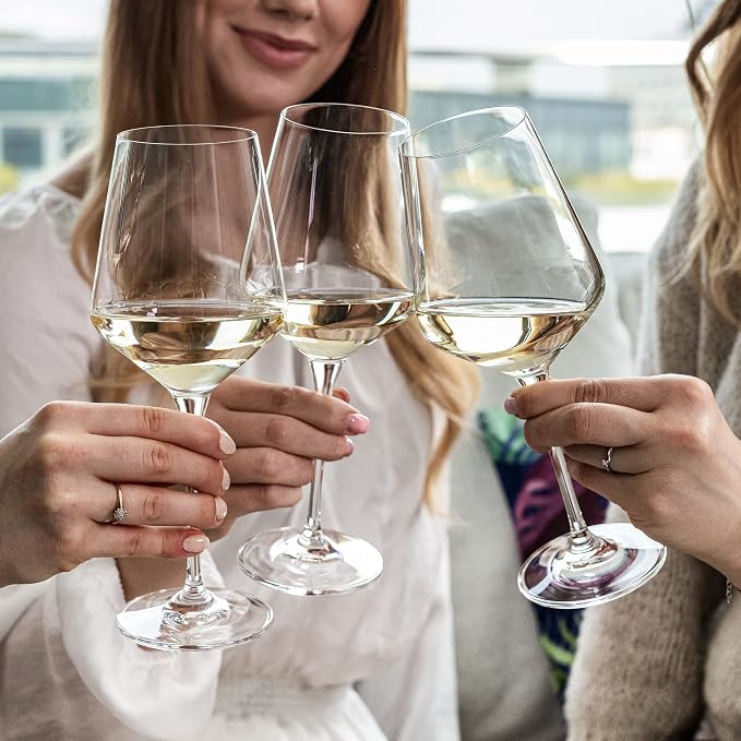 Krosno White Wine Glasses Set of 6, 13.2 oz, Avant-Garde Collection | Wine Tumbler with Stem, Lead-Free Crystal Glassware, Drinking Glasses, Elegant Cups, Home & Restaurant, Dishwasher Safe - Image 6