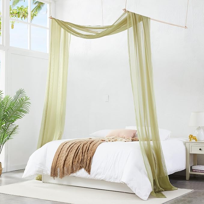 Warm Home Designs 55 x 360 Sage Green Sheer Window Scarf. AM Sage 360" | Extra Long Window Scarves Valances are Great As Wedding Arch Draping Fabric, Bed Canopy Or for Decorative Project. - Image 3