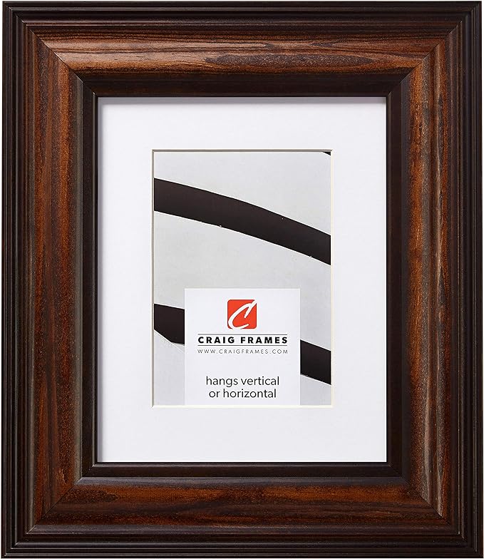 Craig Frames 18x24 Walnut Wood Picture Frame with Mat, Matted to 12x18 | Shatter resistant acrylic, white mat included, gallery wall decor, made in the USA by CraigFrames