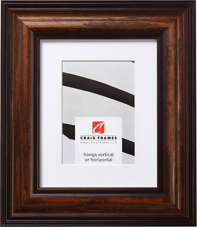 Craig Frames 24x24 Walnut Wood Picture Frame with Mat, Matted to 20x20 | Shatter resistant acrylic, white mat included, gallery wall decor, made in the USA by CraigFrames