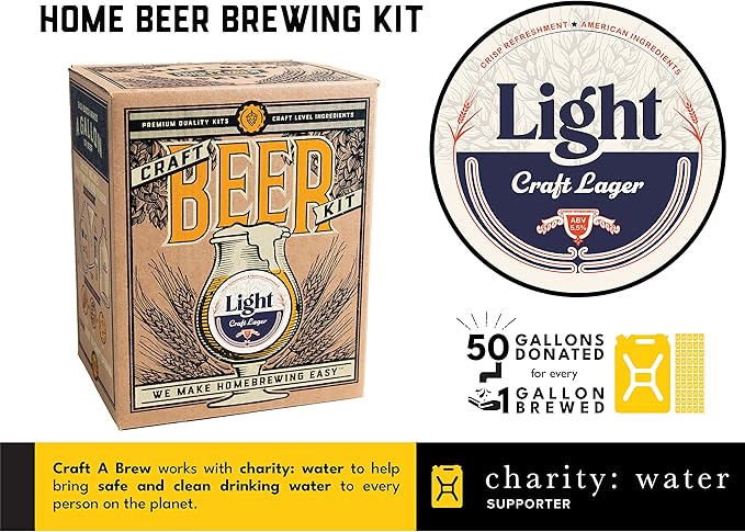 Craft A Brew - Light - Craft Lager - Beer Making Kit - Make Your Own Craft Beer - Complete Equipment and Supplies - Starter Home Brewing Kit - 1 Gallon