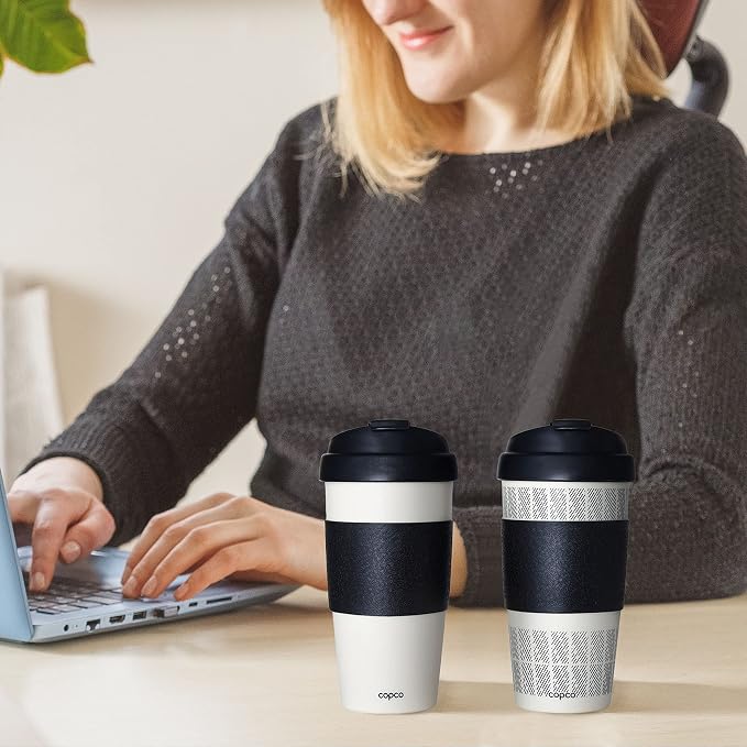 Copco 5237160 Reusable, Insulated Double Wall Travel Mugs 16-ounce White/Black, 2 Count (Pack of 6) - Image 3