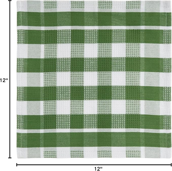 LANE LINEN 100% Cotton Kitchen Dish Cloths, Ultra Soft Absorbent Quick Drying Dish Towels, Multiweave Wash Cloths Dish Towel Sets, 12x12 Inches, 12 Pack - Olive - Image 5