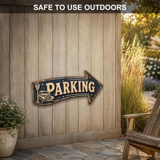Parking Right-Pointing Arrow Sign — Die-Cut Metal Directional Wall Decor | powder-coated metal, vintage, durable print, ready to hang - Image 4