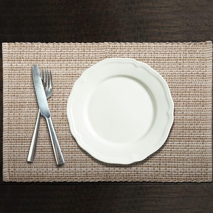 Urban Villa Two Tone Placemat Cotton Tablemat 14x20 (Set of 6) Eggshell - Image 6