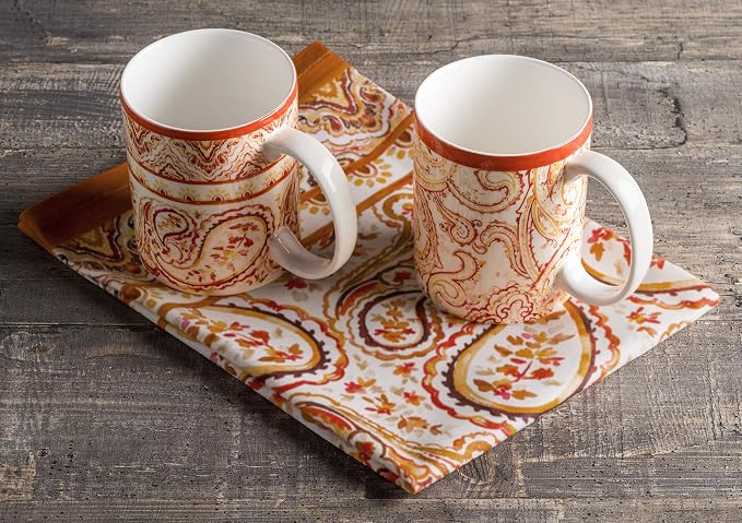 Maison d' Hermine Coffee Mug with Handles Tea Cups (15 Ounce, Pack of 2) | Fine Bone China Coffee Mugs for Hot Beverages Cappuccino Latte Home Restaurant Hotel Spring Summer -Palatial Paisley - Image 7