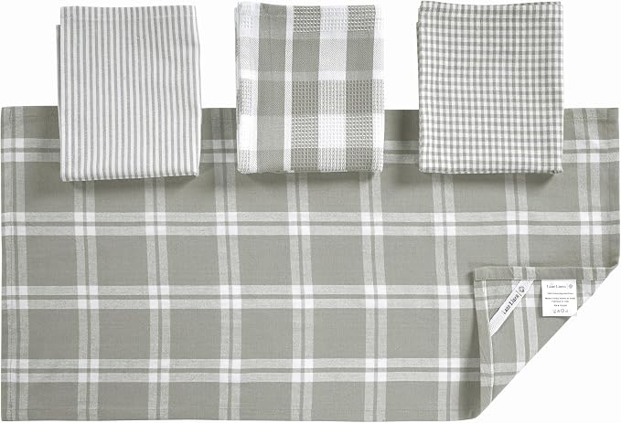 LANE LINEN 100% Cotton Kitchen Dish Cloths, Ultra Soft Absorbent Quick Drying Dish Towels, Multiweave Wash Cloths Dish Towel Sets, 13x28 Inches, 4 Pack - Grey - Image 3