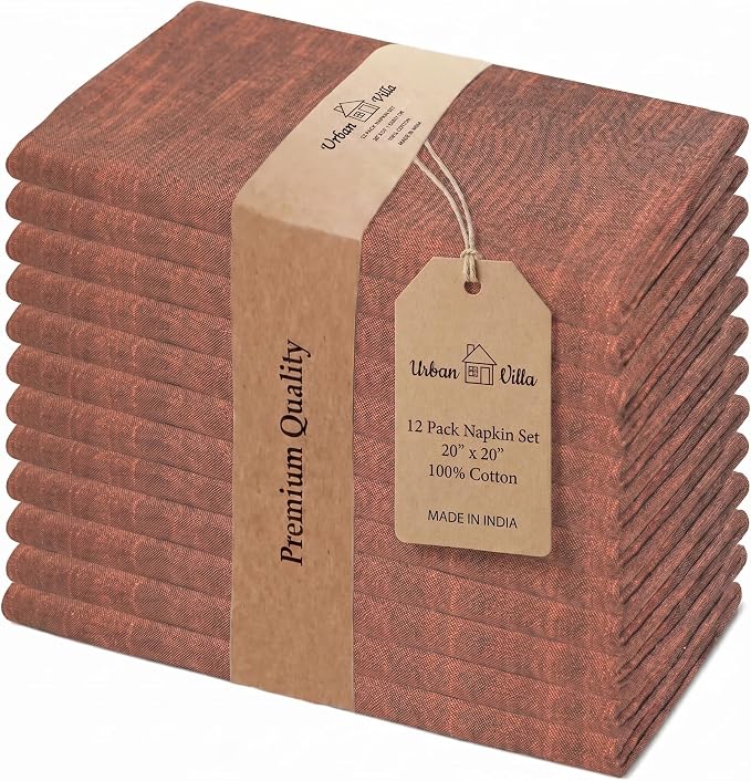 Urban Villa Cloth Napkins Cotton 20x20 (Set of 12) Black/Orange by CottonTrends