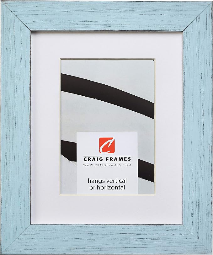Craig Frames 20x24 Blue Picture Frame Matted to 16x20, Rustic Wall Decor | A lightweight, shatter resistant acrylic front, made in the USA for a gallery display by CraigFrames