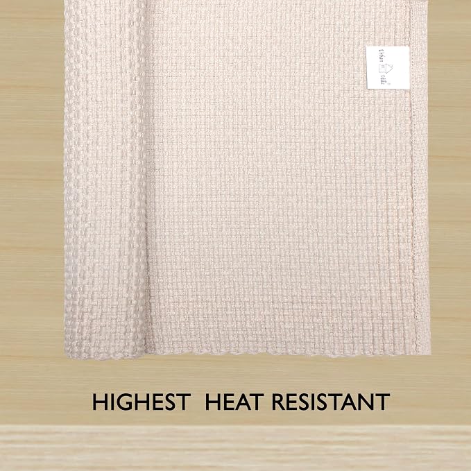 Urban Villa Two Tone Placemat Cotton Tablemat 14x20 (Set of 6) Beige - Image 3