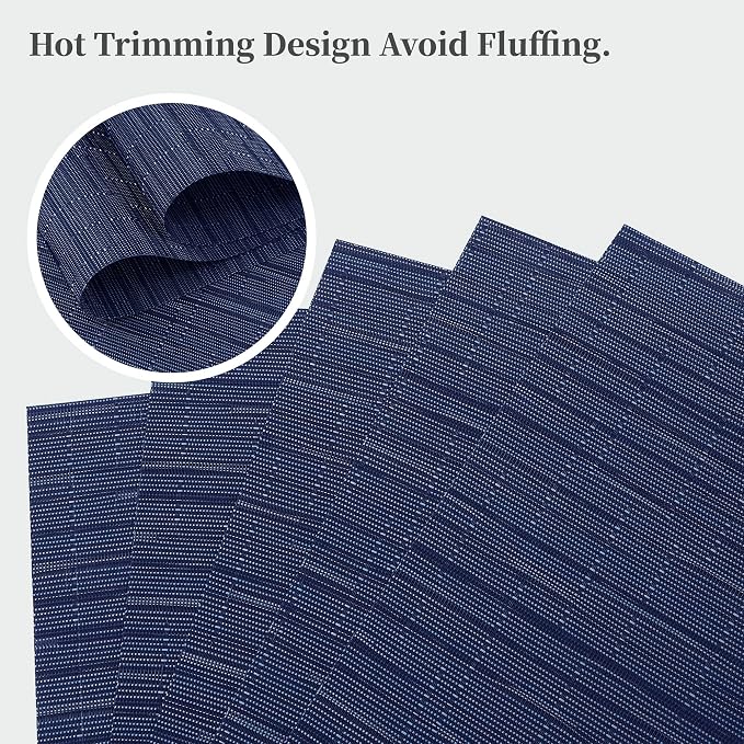 Leetaltree Blue Placemats Set of 6 - Heat Resistant Non-Slip Place mats for Dining Table, Washable Durable PVC Vinyl Woven Table Mats（Blue, 6） - Image 3