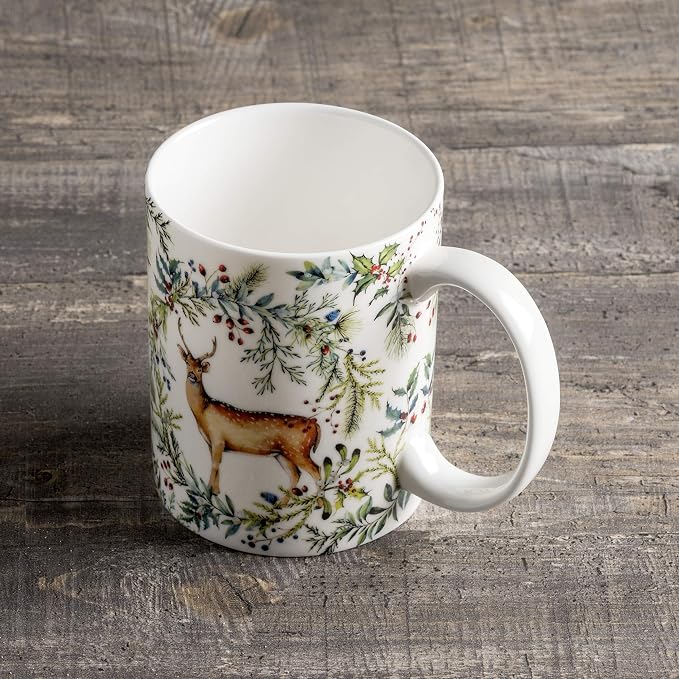 Maison d' Hermine Coffee Mug with Handles Tea Cups (12 Ounce, Pack of 1) | Fine Bone China Coffee Mugs for Hot Beverages Cappuccino Latte Home Restaurant Hotel Spring Summer -Holly Time - Biche - Image 7