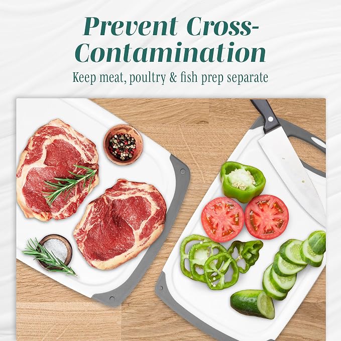 Cutting Boards for Kitchen - BPA-Free Chopping Board - Different Sizes & Non Slip Handles - Reversible, Large Cutting Board Set - Unique Gifts for Cooks Who Have Everything - 3-Pack Black - Image 7