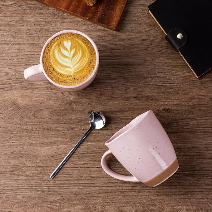 AmorArc 12oz Coffee Mugs, Ceramic Coffee Mugs set of 4 for Man, Woman, Dad, Mom, Modern Coffee Mugs with handle for Latte/Cappuccino/Milk/Cocoa. Dishwasher&Microwave Safe, Cloud Pink - Image 3