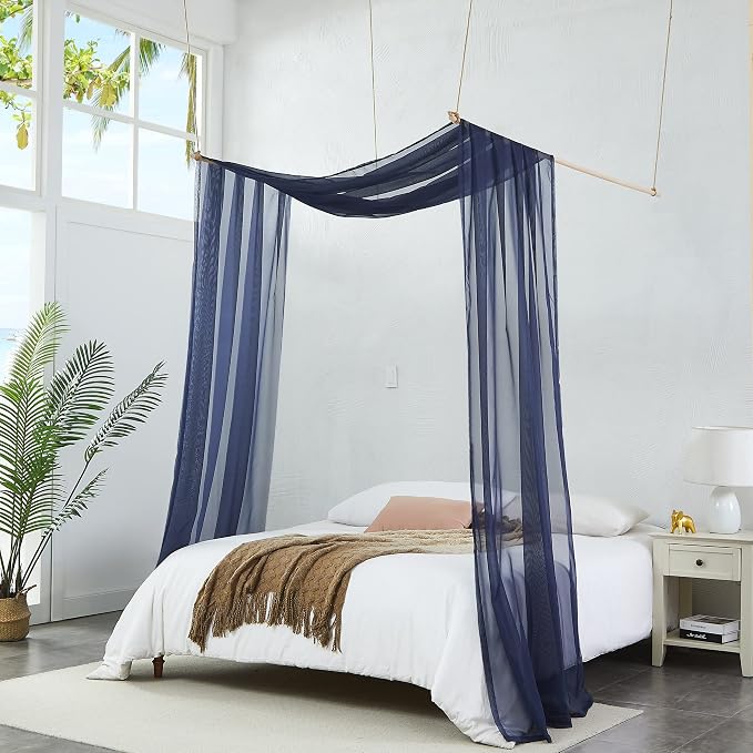 Warm Home Designs 55 x 288 Navy Blue Sheer Window Scarf. AM Navy 288" | Extra Long Window Scarves Valances are Great As Wedding Arch Draping Fabric, Bed Canopy Or for Decorative Project. - Image 3