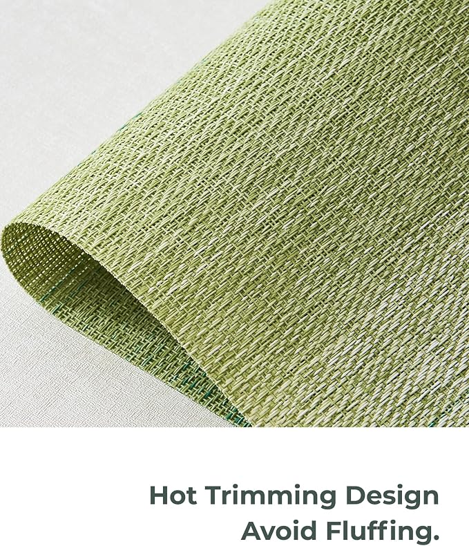Leetaltree Gradient Green Woven Placemats Set of 6 - Heat Resistant Non-Slip Place mats for Dining Table, Washable Durable PVC Vinyl Woven Table Mats(Gradient Green, 6) - Image 7