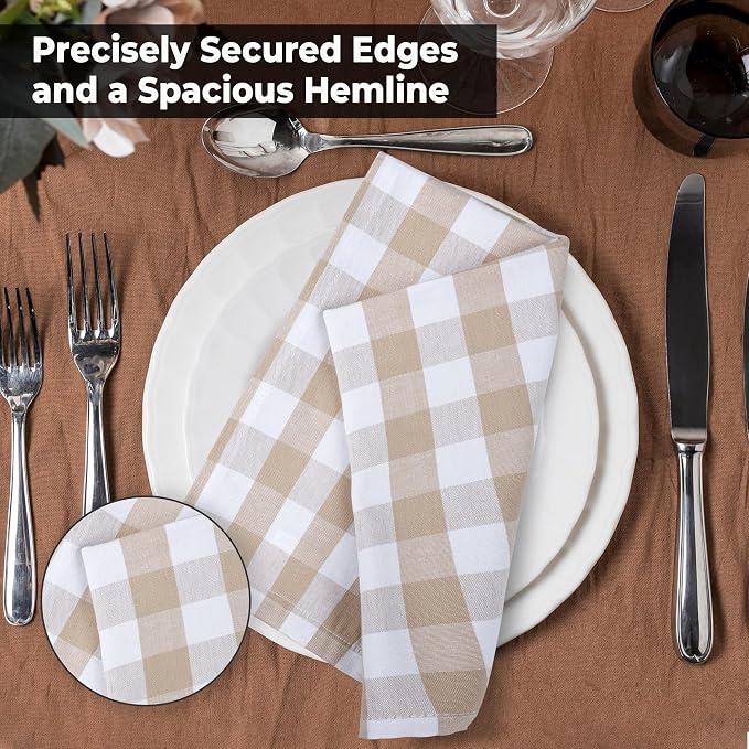 Urban Villa Cloth Napkins Cotton 20x20 (Set of 6) Taupe - Image 4