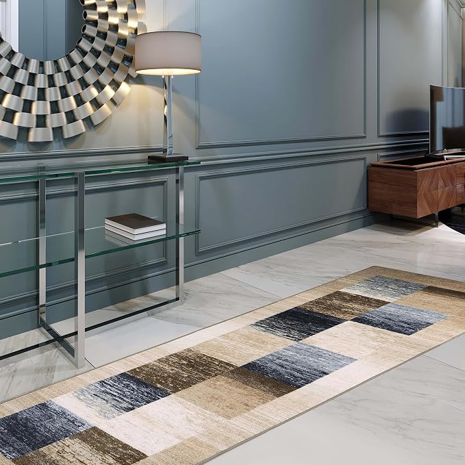 Superior Designer Non-Slip Lockwood Area Rug; Digitally Printed, Low Maintenance, Affordable and Fashionable, Washable Cream - Runner 2' 7" x 8' by SUPERIOR