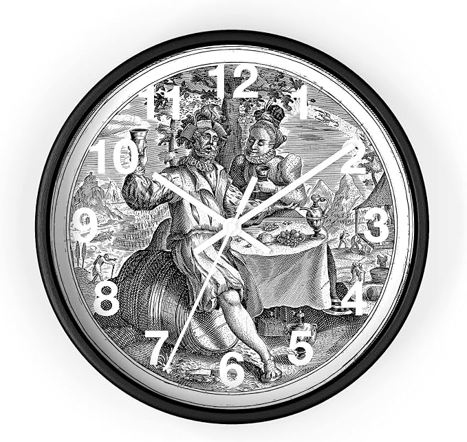 Mozingo ~ Wine Clock for Kitchen Bar Wall It's Wine O'clock Silent Time Gift Home Decor Made In USA, 10" (Hour Marks - Numbers, Clock Frame Color - Black, Wine Theme #02) by Unknown
