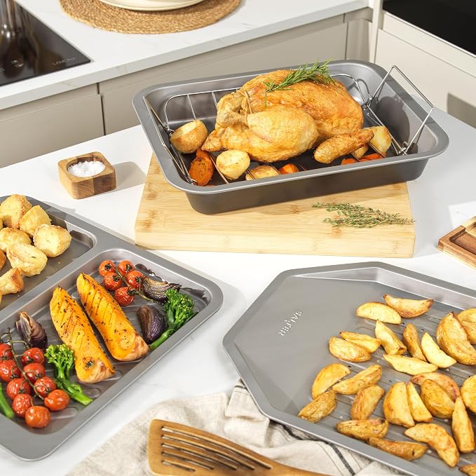 Salter Essentials Chip Tray, Perforated Nonstick Baking Tray | Carbon Steel Construction, PFOA-Free Coating, Dishwasher Safe, Even Heat Distribution, Made In The UK - Image 4