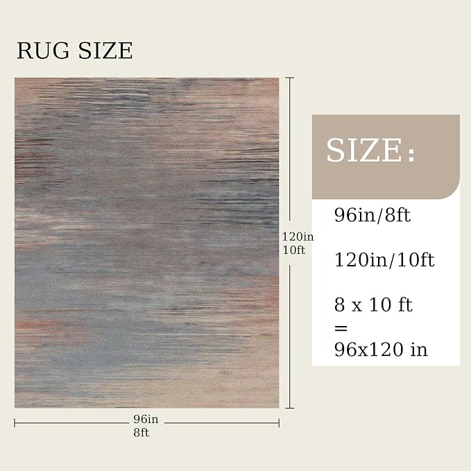 8x10 Area Rug, Plush Soft Living Room Rug Machine Washable - Large Non-Slip Stain Resistant Rug for Bedroom, Geometric Pet Friendly Carpet - Image 2