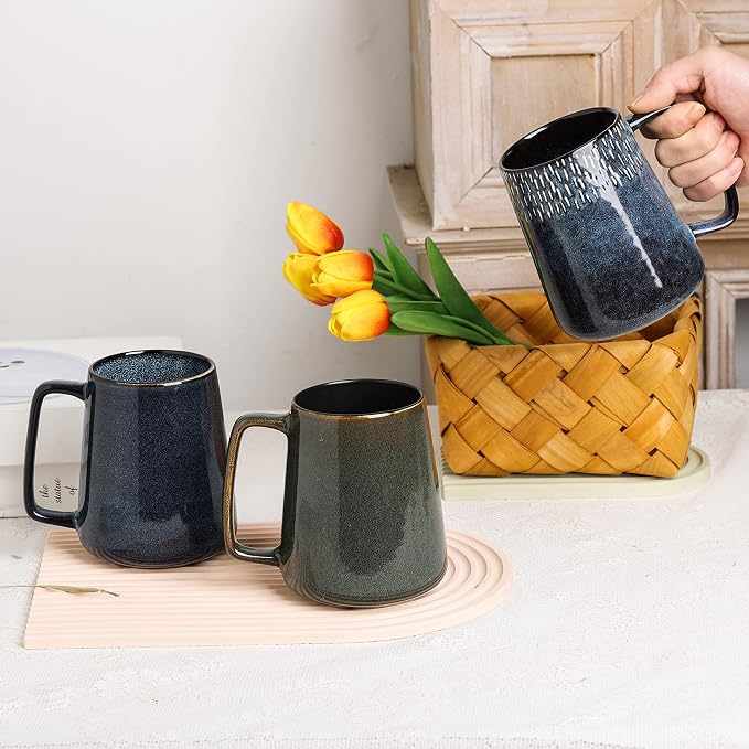 Large Ceramics Coffee Mugs,24 oz,Large Handle Design,Extra Large Tea and Coffee Cup for Office and Home，Microwave and Dishwasher Safe(Color:24 oz green) - Image 5
