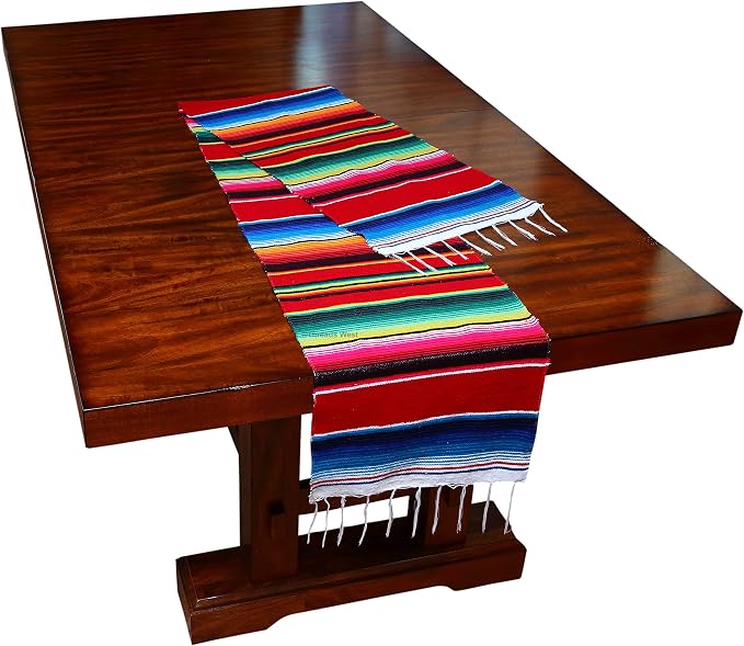 Genuine Mexican Table Runner Saltillo Serape Colorful Striped Sarape Made in Mexico Sold in Different Packs (1, Red) - Image 8