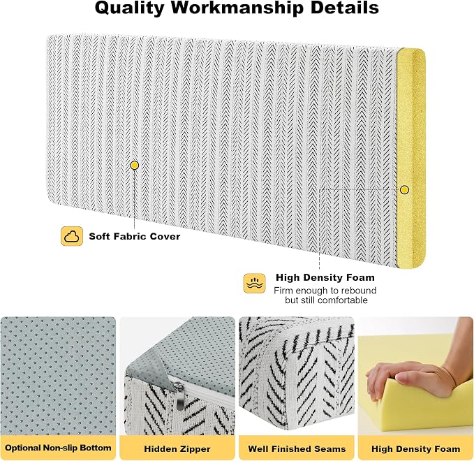 Custom Bay Window Sill Seat Cushion Weaving Texture Chenille Customized Bench Seating Foam Cushions Pad Set for Indoor Furniture, Mudroom Entryway, Dining Room Kitchen Breakfast Nook, Non Slip Bottom - Image 3