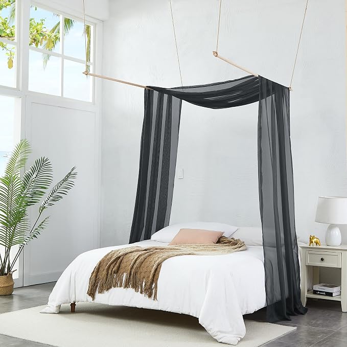 Warm Home Designs 55 x 216 Black Sheer Window Scarf. AM Black 216" | Extra Long Window Scarves Valances are Great As Wedding Arch Draping Fabric, Bed Canopy Or for Decorative Project. - Image 3