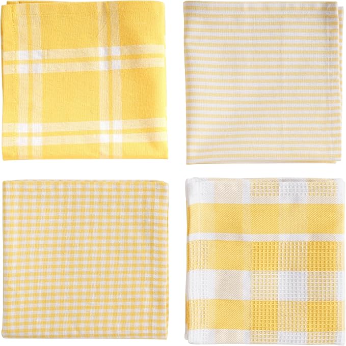 LANE LINEN 100% Cotton Kitchen Dish Cloths, Ultra Soft Absorbent Quick Drying Dish Towels, Multiweave Wash Cloths Dish Towel Sets, 12x12 Inches, 12 Pack - Yellow - Image 4