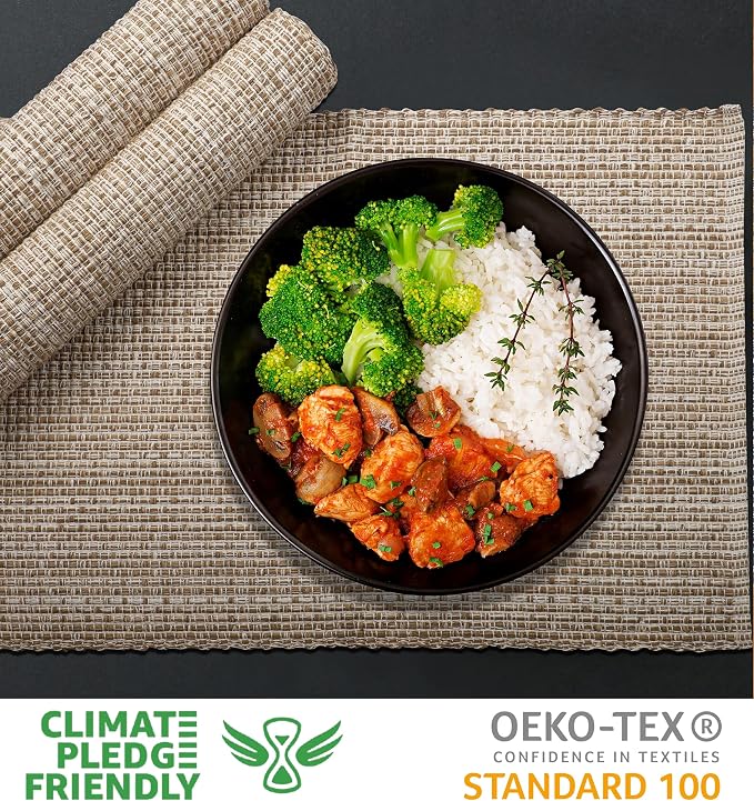 Urban Villa Two Tone Placemat Cotton Tablemat 14x20 (Set of 6) Eggshell - Image 2