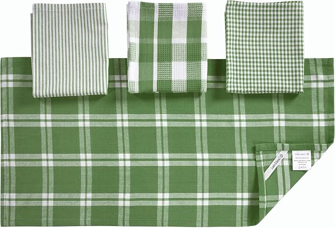 LANE LINEN 100% Cotton Kitchen Dish Cloths, Ultra Soft Absorbent Quick Drying Dish Towels, Multiweave Wash Cloths Dish Towel Sets, 13x28 Inches, 4 Pack - Olive - Image 4