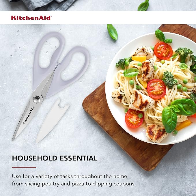 KitchenAid All Purpose Kitchen Shears with Protective Sheath Durable Stainless Steel Scissors,Dishwasher Safe,Soft Grip Comfort Handle,8.72 Inch,Lavendar Cream,(Pack of 2) - Image 6