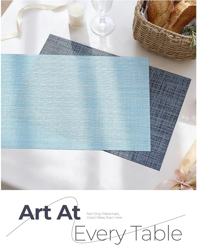 Leetaltree Deep Navy Woven Placemats Set of 24 - Heat Resistant Non-Slip Place mats for Dining Table, Washable Durable PVC Vinyl Woven Table Mats(Deep Navy, 24) - Image 8