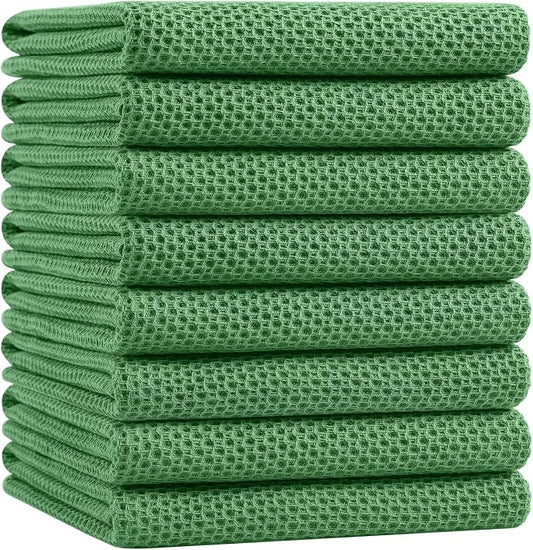 Homaxy 100% Cotton Oversized Waffle Weave Kitchen Towels 8-Pack | Grass Green, 20 x 28 Inches, Ultra Soft Absorbent Dish Towels, Quick Drying Large Cleaning Towels by Homaxy