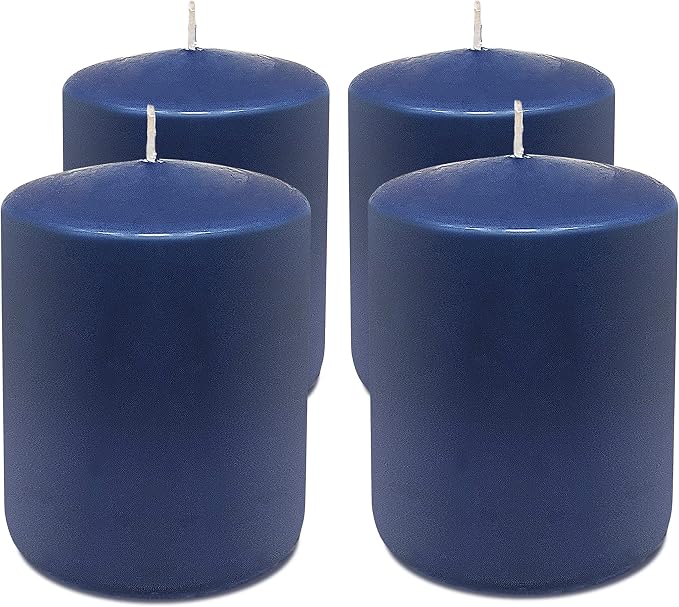 Hyoola Midnight Blue Pillar Candles 2x3 Inch - 4 Pack Unscented Pillar Candles - European Made - Image 2