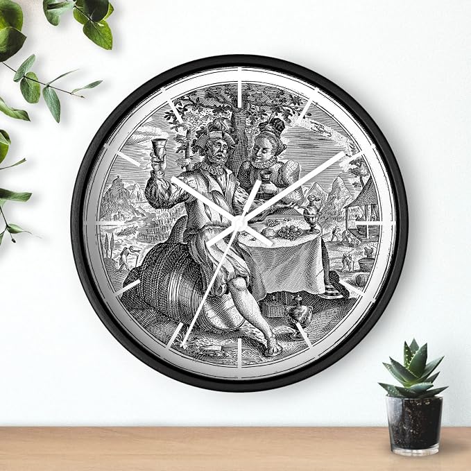 Mozingo ~ Wine Clock for Kitchen Bar Wall It's Wine O'clock Silent Time Gift Home Decor Made In USA, 10" (Hour Marks - Lines, Clock Frame Color - Black, Wine Theme #02) - Image 3