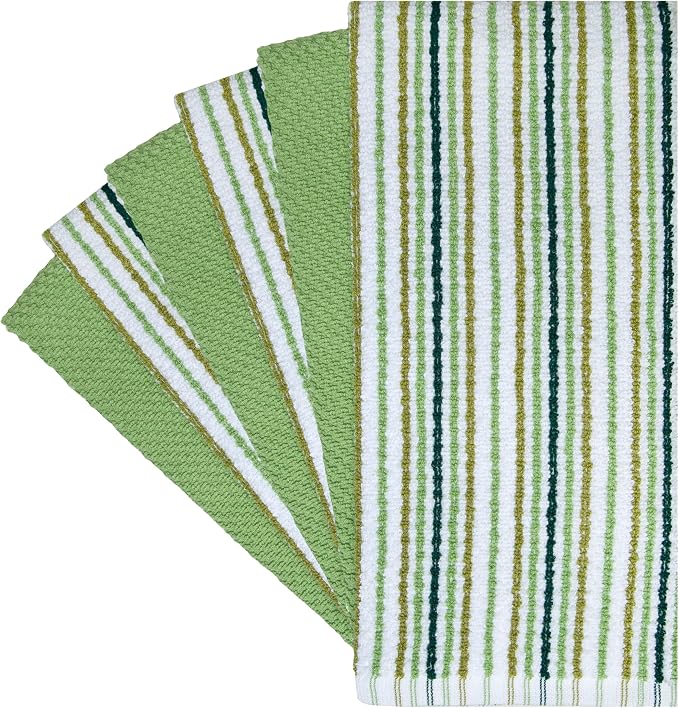 Bumble Kitchen Towels 6 Pack 100% Cotton 16"x26" - Sage | 430 GSM Soft Kitchen Hand Towels with Hanging Loop, Highly Absorbent & Durable for Washing and Drying Dishes - Image 2