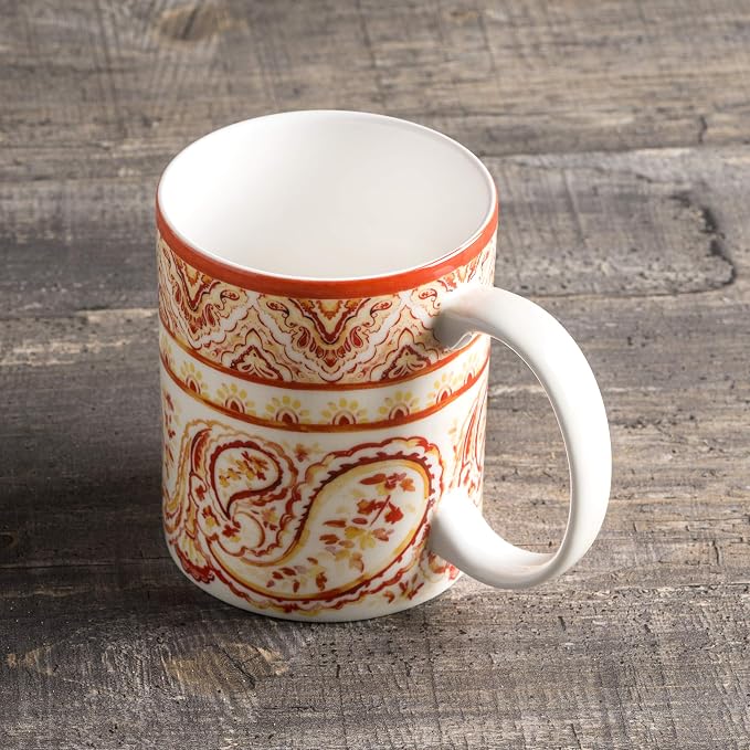 Maison d' Hermine Coffee Mug with Handles Tea Cups (15 Ounce, Pack of 1) | Fine Bone China Coffee Mugs for Hot Beverages Cappuccino Latte Home Hotel Spring Summer -Palatial Paisley - Indian Summer - Image 7