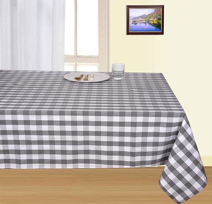 Urban Villa Tablecloth Cotton Tabletop 60x84 (6-8 Seats) Grey Checks - Image 6