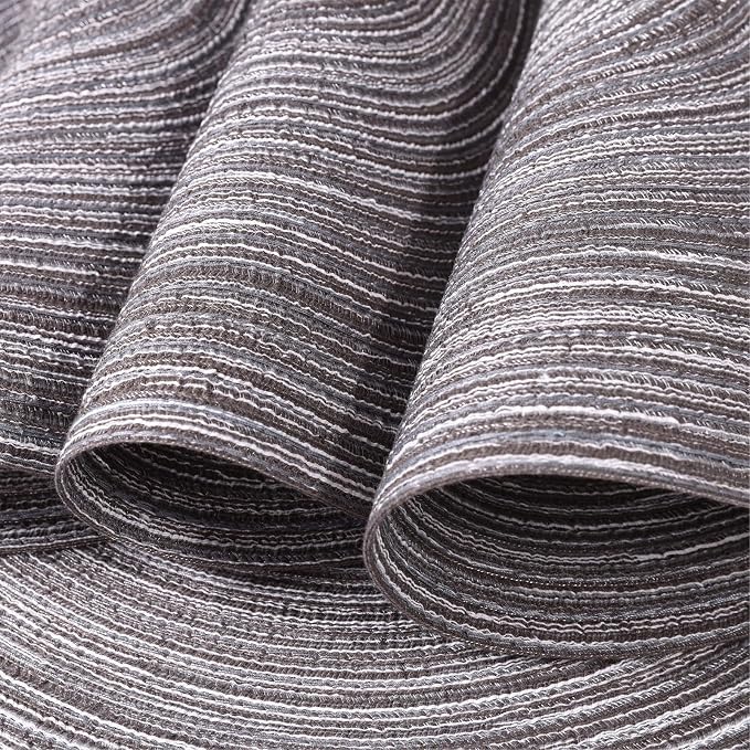 SHACOS Round Placemats Set of 4 Round Braided Placemats 15 inch Cotton Polyester Woven Table Placemats for Dining Table Holiday Party (Black Grey, 4) - Image 6