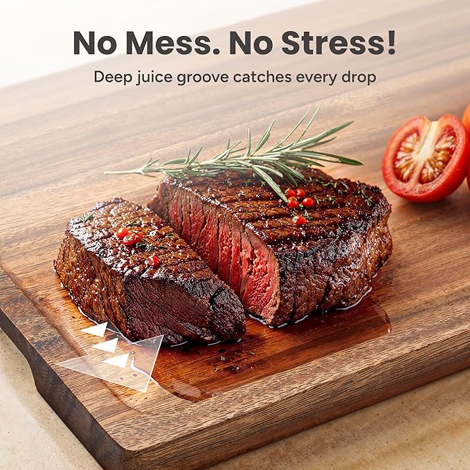 SMIRLY Cutting Boards for Kitchen, 3 Piece Walnut Cutting Board with Stand | Non Toxic Walnut Wood Cutting Board with Juice Grooves and Handles, Multiple Sizes Wooden Chopping Board for Meal Prep - Image 3