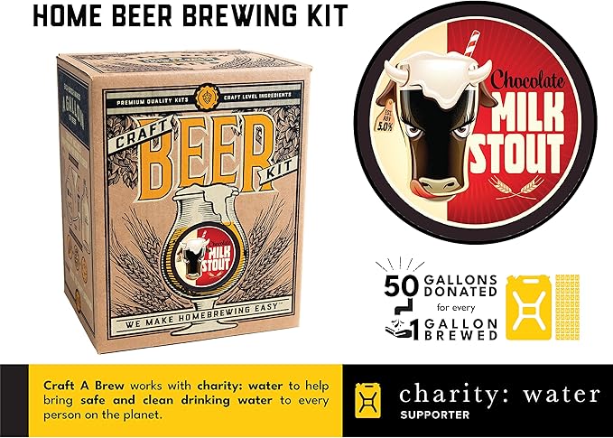 Craft A Brew - Chocolate Milk Stout - Beer Making Kit - Make Your Own Craft Beer - Complete Equipment and Supplies - Starter Home Brewing Kit - 1 Gallon