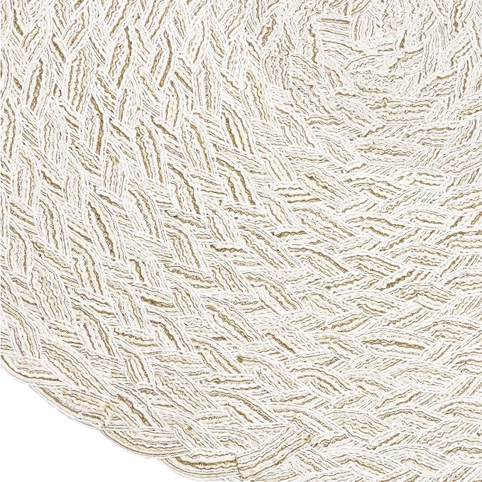 SHACOS Round Braided Placemats 15 inch Set of 6 Boho Thick Washable Kitchen Table Placemats for Home Wedding Party (T-Ivory, 6) - Image 6