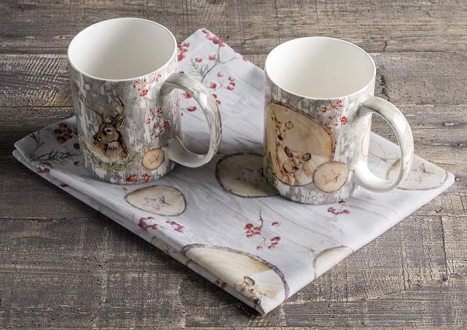 Maison d' Hermine Coffee Mug with Handles Tea Cups (12 Ounce, Pack of 2) | Fine Bone China Coffee Mugs for Hot Beverages Cappuccino Latte Home Restaurant Hotel Spring Summer -Mountain Life - Image 7
