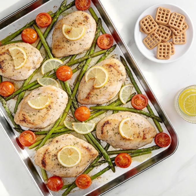 LIANYU Stainless Steel Sheet Pan Set, 17.5x13 Inch, Dishwasher Safe, 3 Pack | Commercial Grade Half Sheet Pan, Professional Bakeware Cookie Tray, Mirror Finish, Non Toxic, Easy Clean, Dishwasher Safe - Image 7