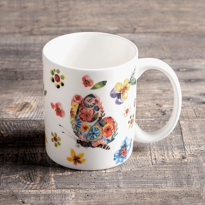 Maison d' Hermine Coffee Mug with Handles Tea Cups (15 Ounce, Pack of 1) | Fine Bone China Coffee Mugs for Hot Beverages Cappuccino Latte Home Spring Summer -Happy Florals - High Summer Butterfliess - Image 7